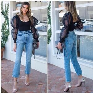 Lovers + Friends new nwt Reece high rise straight leg Harland 28 jeans denim and